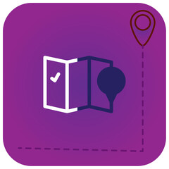 vector icon of a map with location icon with purple background