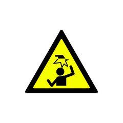 triangle yellow danger head hit warning symbol
