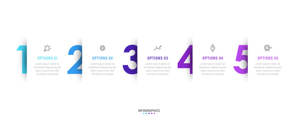 Vector Infographic label design template with icons and 5 options or steps. Can be used for process diagram, presentations, workflow layout, banner, flow chart, info graph.