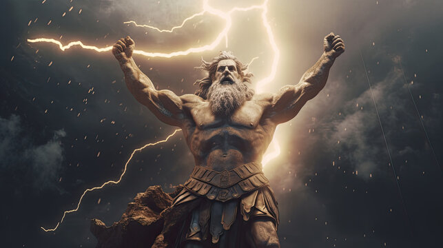 Illustration about Zeus. AI generated image.