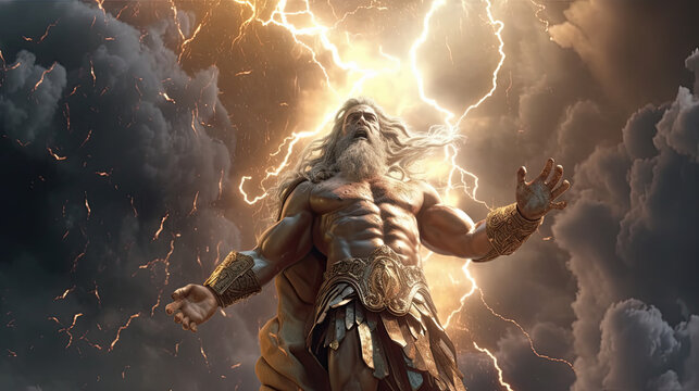 Illustration about Zeus. AI generated image.