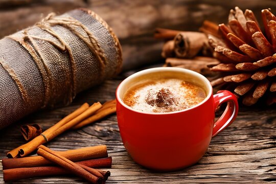 cup of coffee with cinnamon and anise