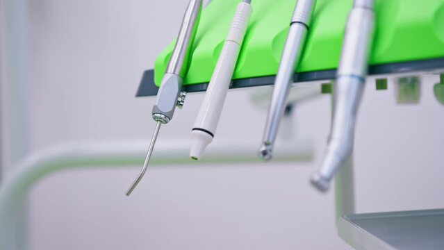 unit with tools of the dental chair The modern dental office is equipped with a fully functional dental unit