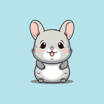 Vector Chinchilla Cute Cartoon Clipart.