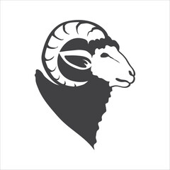 Sheep head with horns icon. Lamb head symbol icon design. Sheep head icon. Vector illustration. 