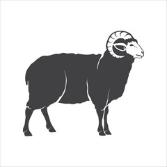 Sheep simple icon. Sheep with horned sign. Lamb silhouette icon. Trendy sheep design illustration. Vector illustration