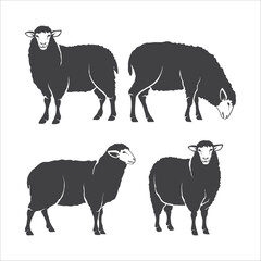 Sheep vector icon set. Lamb simple symbol set. Sheep animal silhouette design pack. Lamb symbol. Vector illustration.