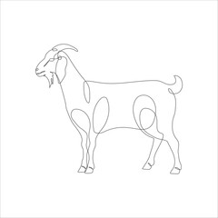 Goat one line continuous drawing. Goat linear icon. Farm animal line art icon illustration. Minimalist linear vector illustration. Vector illustration