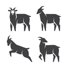 Goat vector icon set. Goat symbol silhouette. Goat animal geometric logo design pack. Goat geometric sign. Vector illustration.