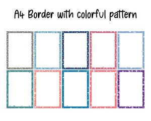 black space with cute a4 border frame illustration clipart for kids or worksheet with cute decoration