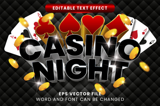 Black casino night editable vector text effect
