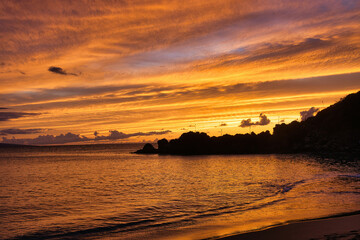 Brilliant sunset at Black Rock at Ka'anapali beach on maui.