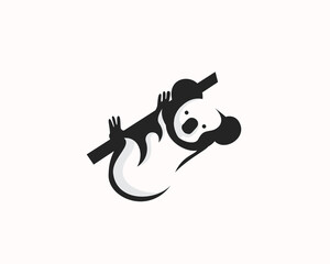 perch koala at tree logo icon symbol design template illustration inspiration