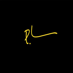 PL Initial Handwriting Signature Monogram Logo Vector