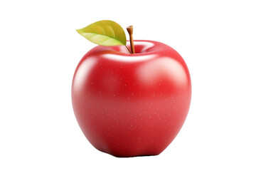 A ripe apple with a leaf still attached
