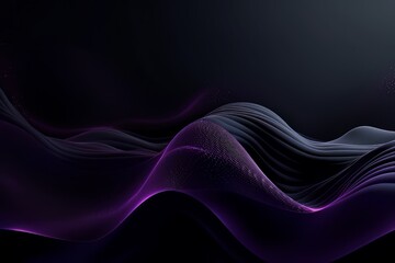 Network technology. Futuristic tech black background and purple waves Low poly wire illustration AI Generative AI