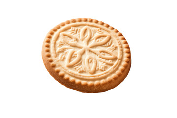 A shortbread cookie with delicate patterns
