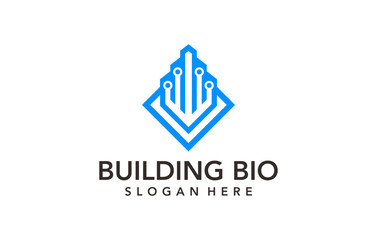 bio building negative space logo design