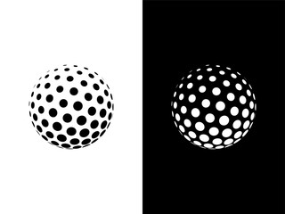 Golf ball silhouette halftone logo icon template 