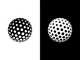 Golf ball silhouette halftone logo icon vector illustration 