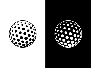 Silhouette golf ball halftone logo icon template 