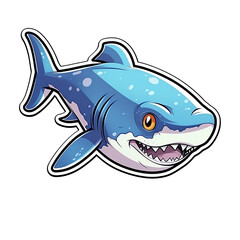 shark cartoon sticker on white