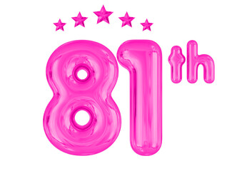81th Anniversary Pink Balloons