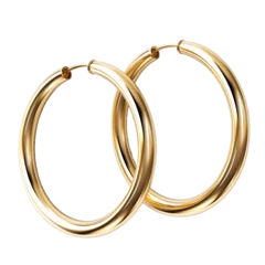 Poster Elegant gold hoop earrings white isolated background  © dataimasu