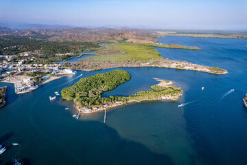 Island in the middle of the lagoon of Barra de Navidad beach, cihuatlan, Jalisco, mouth of river, Melaque Beach, Costalegre