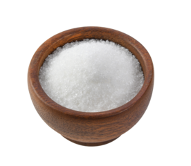 white sugar in wood bowl on transparent png