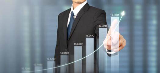 Businessman plan graph growth and increase of chart