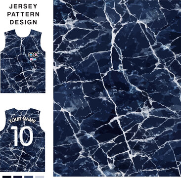 Abstract marble blue concept vector jersey pattern template for printing or sublimation sports uniforms football volleyball basketball e-sports cycling and fishing Free Vector.