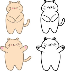 베이지 고양이 - 겸손한, 만세하고 있는 고양이