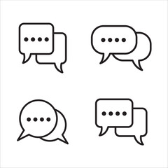Chat icon message symbol set. Online message speech bubble social media app. Web chat sign. Talk conversation vector icon set in thin outline style.