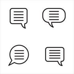 Chat icon message symbol set. Online message speech bubble social media app. Web chat sign. Talk conversation vector icon set in thin outline style.