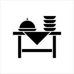 black thin line catering buffet. Breakfast Buffet vector outline icon for web isolated on white background