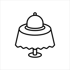 black thin line catering buffet. Breakfast Buffet vector outline icon for web isolated on white background