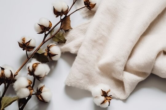 cotton plant on a white background Generative AI