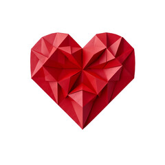 Origami heart made of red paper
