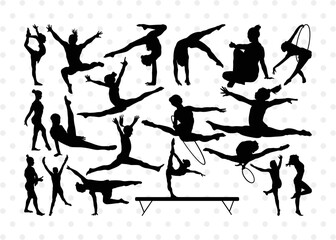 Gymnastic Silhouette, Gymnastics SVG, Gymnast Bundle, Sports svg, Tumbling Svg, SB00119