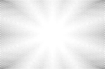 Halftone comics background. Abstract lines backdrop. Design frames for title book. Texture explosive polka. Beam action. Pattern motion flash. Rectangle fast boom zoom. Vector illustration.	