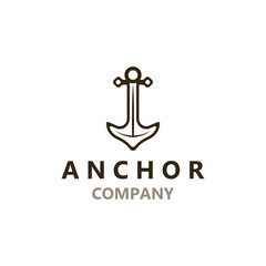 Anchor logo vector illustration vintage aquatic or nautical Marine sign symbol in flat style
