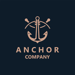 Fototapeta premium Anchor logo vector illustration vintage aquatic or nautical Marine sign symbol in flat style