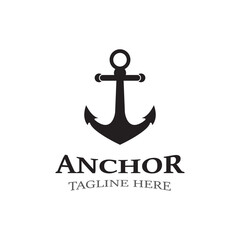 Anchor logo vector illustration vintage aquatic or nautical Marine sign symbol in flat style