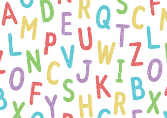 カラフルなクレヨンアルファベットの模様（※シームレスではありません）