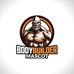 Body Builder Mascot Logo Design Muscular Men Strong Man Mascot Logo 
