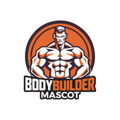 Body Builder Mascot Logo Design Muscular Men Strong Man Mascot Logo 