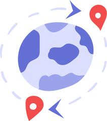 Earth globe location pin hand drawn flat style