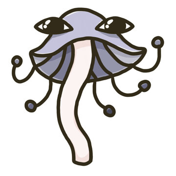 purple toadstool mushroom with eyes funny cute picture
