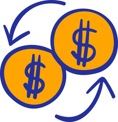 Money hand drawn filled outline style
